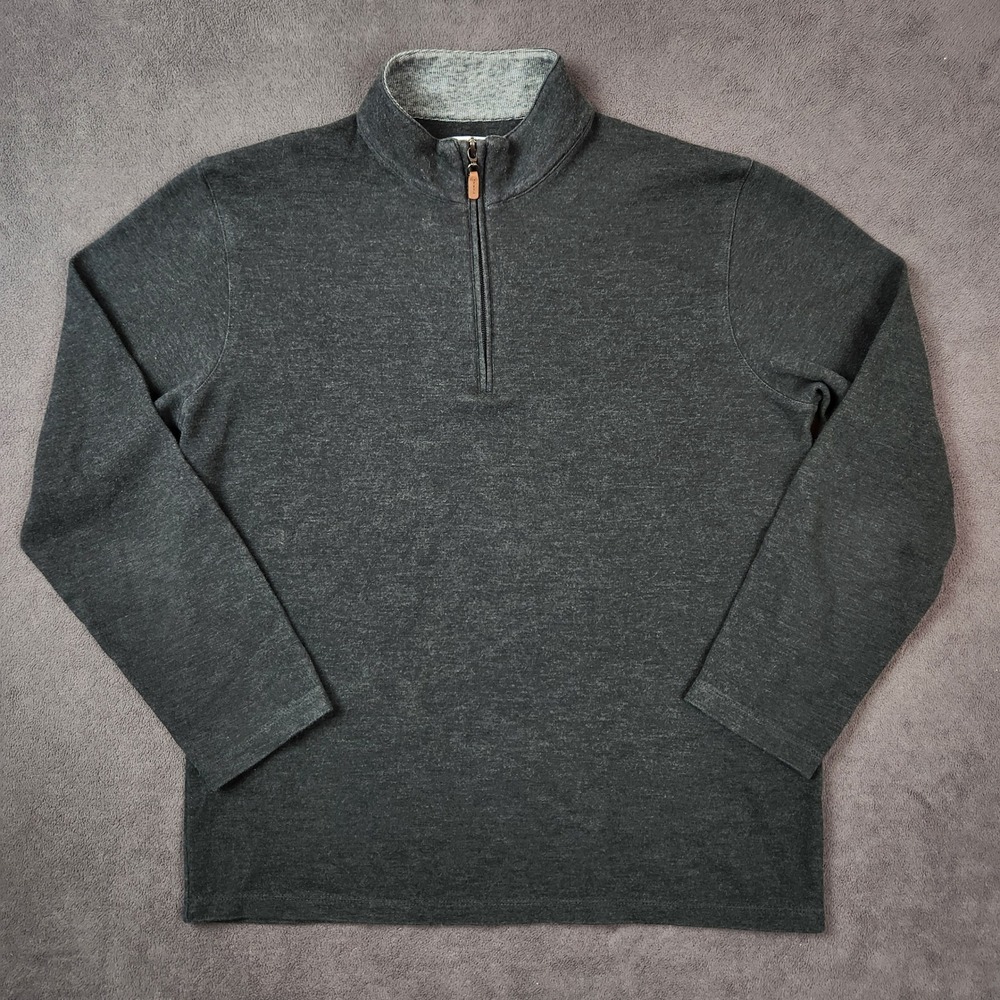 Mizzen Main Wooster Pullover Sweater Men Medium Gray 1/4 Zip Stretch Performance